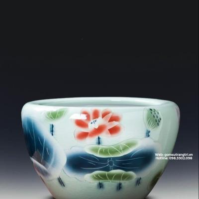 ANH SỨ HỌA TIẾT HOA SEN VẼ TAY